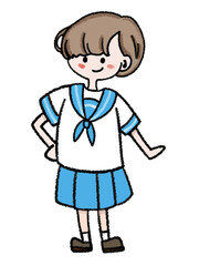 クレヨンで描いた女の子の手書きイラスト