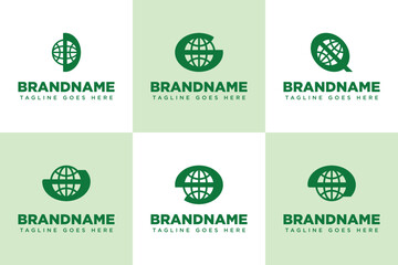 Letter D G Q Green Globe Logo, symbolizing sustainability, growth, and global unity