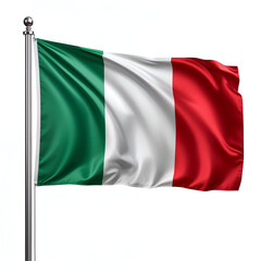 Obraz premium High quality realistic Italy textile flag with satin fabric and stitched edges isolated on white