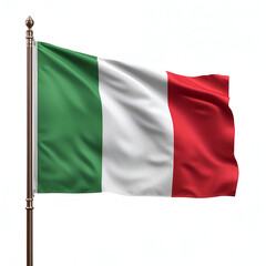 Obraz premium High quality realistic Italy textile flag with satin fabric and stitched edges isolated on white