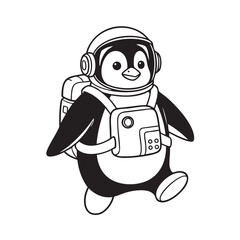 Vector art of a cute penguin astronaut with a space suit and helmet, ready for an adventure,exploring the galaxy and beyond the stars