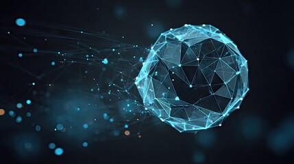Abstract sphere composed of interconnected lines and points.