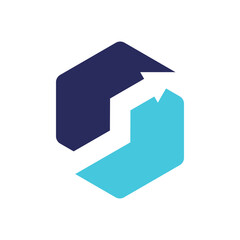 Hexagon Abstract Logo – Modern Cyan and Navy Symbol