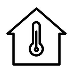 Smart Thermostat Line Icon of Smart Home and IoT Icon Set