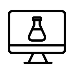 Lab Computer Line Icon of Chemistry and Laboratory Icon Set