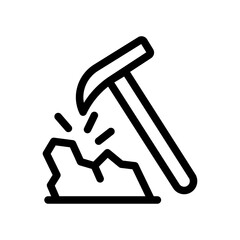 Rock Hammer Line Icon of Geology and Earth Icon Set
