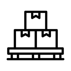 Pallet of Boxes Line Icon of Logistics and Warehousing Icon Set