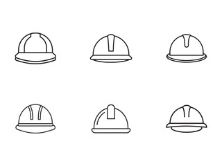 Fototapeta premium Construction Hard Hats Line Art Collection Six Different Design Variations for Safety Awareness and Industrial Applications