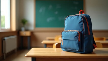 School Backpack Classroom Desk Green Blackboard Education, Student Backpack Wooden Desk Classroom Back School