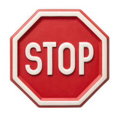 Classic red octagonal stop sign with bold white letters clearly visible transparent background