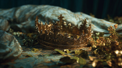 A gold crown is on a table