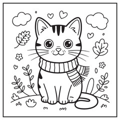 Fototapeta premium Autumn Scenes Coloring Pages