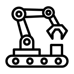 Robotic Arm Line Icon of Manufacturing and Industry Icon Set
