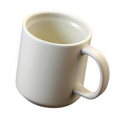 Clean white ceramic mug with handle isolated on a simple textured background for beverages and drinks transparent background