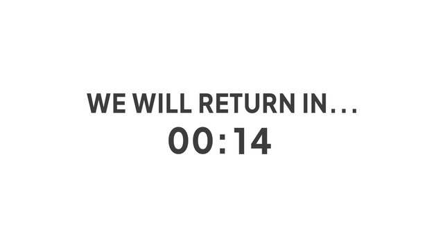  14 second timer clock illustration. Countdown timer clock.