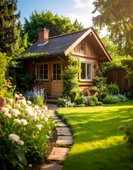 Picturesque wooden garden shed