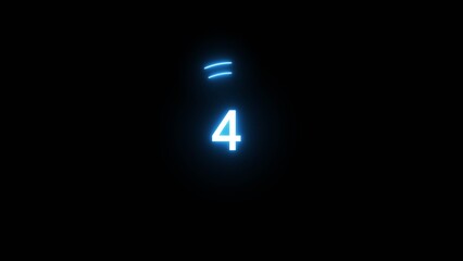 4 second countdown timer illustration. Neon countdown number.