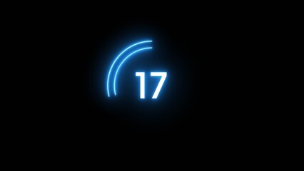Obraz premium 17 second countdown timer illustration. Neon countdown number.