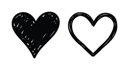 two hearts one filled black other outlined white