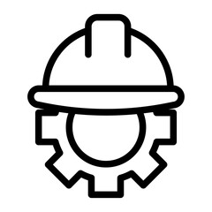 Engineer with Helmet Line Icon of Manufacturing and Industry Icon Set
