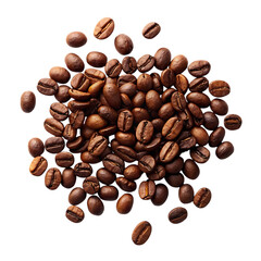 Obraz premium Roasted brown coffee beans on a white background, perfect for a morning drink