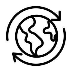Sustainable Planet Line Icon of Recycling and Sustainability Icon Set