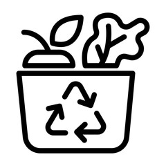 Recycling Bin Line Icon of Recycling and Sustainability Icon Set