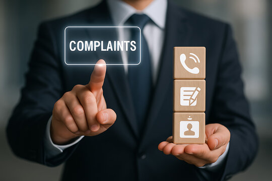 Concept of complaints. Customer complaint, dissatisfaction from product or service problem, angry feedback from client