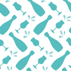  seamless pattern with bottles and glasses, perfect for festive occasions and celebrations