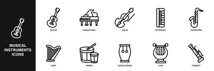 Musical Instruments Line Icon Set © SkyPark
