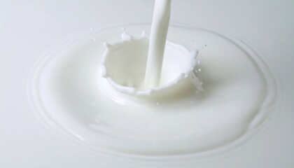 A milk splash creates concentric circles on a smooth surface.
