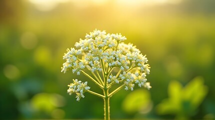 Obraz premium Delicate White Blooms Bathed in Soft Golden Hour Sunshine