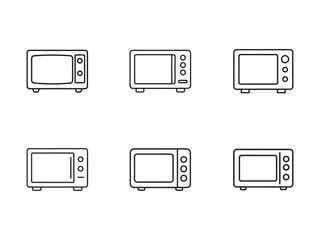 Microwave Oven Icon Set Modern Kitchen Appliance Linear Vector Illustration of Cooking Technology Home Convenience and Culinary Arts