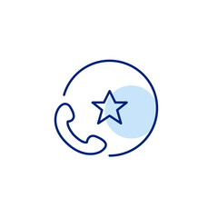 Phone call and star. Premium customer service, voicemail apps, messaging platforms, notification icons. Pixel perfect, editable stroke vector icon