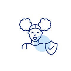 Secure wellbeing, approved care, protected youth. Pixel perfect, editable stroke vector icon