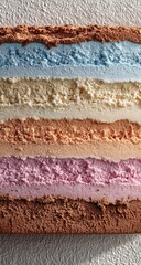 Textured Layers of Colored Material Closeup