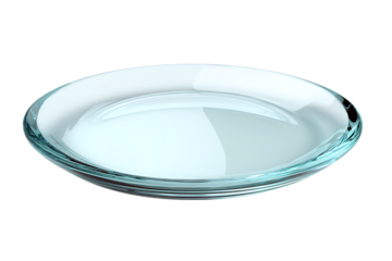 Empty transparent glass plate isolated on white background 