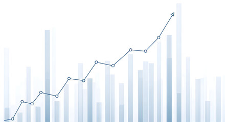 Dynamic financial growth chart showing upward trend with increasing bars and line graph