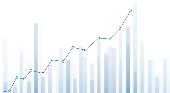 Dynamic financial growth chart showing upward trend with increasing bars and line graph - Powered by Adobe