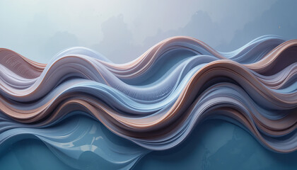 Fototapeta premium Abstract Blue and Copper Wavy Pattern with Glossy Texture for Modern Design and Digital Art