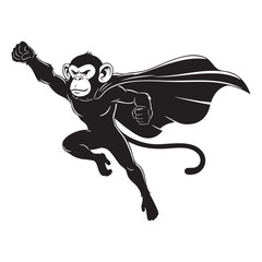 Fototapeta premium Vector art of a superhero monkey with a cape is flying through the air, showcasing its strength and determination