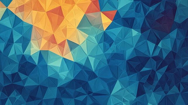 Vibrant Geometric Design Featuring Blue and Yellow Triangles