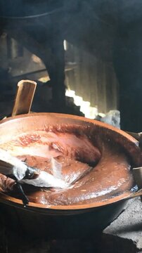 Making Traditional Indonesian Dodol Using Vintage Cooking Tray
