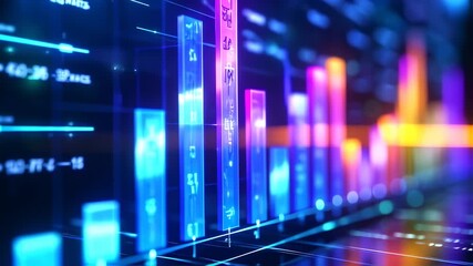 Abstract glowing bar graph data visualization - Powered by Adobe
