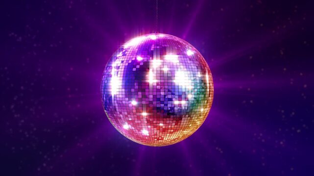 Disco balls radiating beams of light background. disco ball colorful lights design. disco balls radiating colorful beams of light mirror ball. Mirror disco ball 3D animation clubbing party background