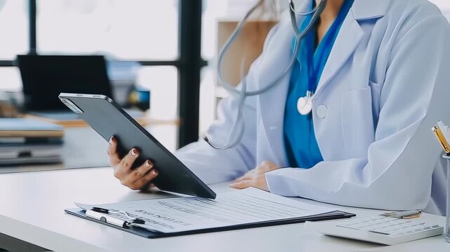 Doctor reviewing digital patient records