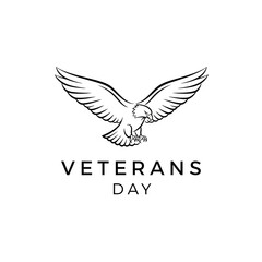 Obraz premium Honoring service: Veterans Day emblem featuring a soaring eagle symbolizing freedom and sacrifice