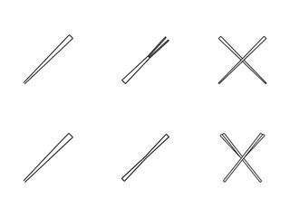 Various Chopstick Orientations on a Clean White Background for Asian Food Concepts and Culinary Arts Design projects and restaurant menus