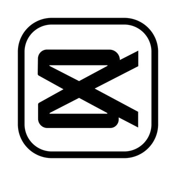 CapCut logo 2026 logo combined, black style, black and white design, transparent background, isolated, clean minimalist social media icon.