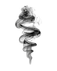 A black smoke trail is shown in the air